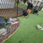 U.S. Lawns crew installing artificial turf at a property in Cleveland, Ohio